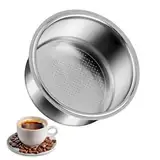 Prasacco 51 mm Kaffeefilterkorb, 2 Tassen Edelstahl Kaffee-Siebträgerkorb Wiederverwendbare Kaffeefilterkorb Espressomaschinen-Zubehör Siebträgerkorb Ersatz (Silver)