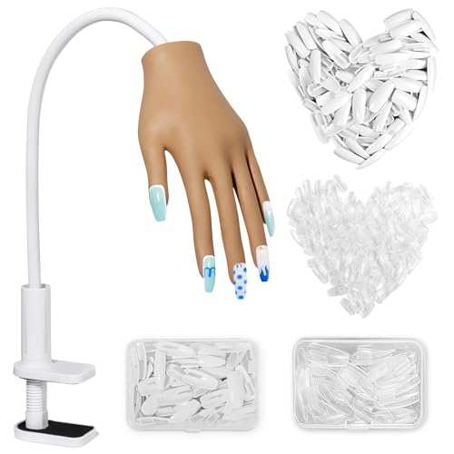 Adonafy Übungshand für Nageldesign - Silikon Hand für Gelnägel - Verstellbare Übungshand für Gelnägel - Professionelle Nagel Hand Übungsmodell für Anfänger Salon Zuhause DIY Maniküre