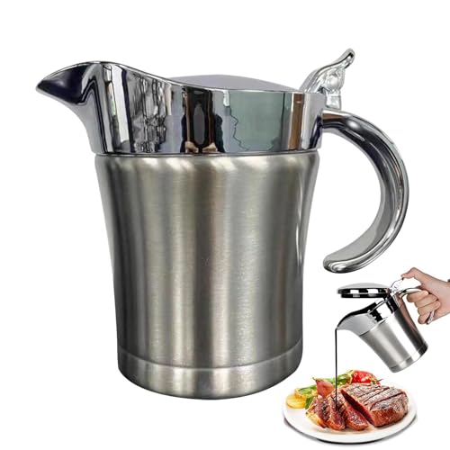 Thermo Sauciere | Edelstahl Isoliert Thermo Sauciere | Doppelt Isolierte Saucenkanne mit Klappdeckel und Henkel | Saucenbecher Soßenschüssel für Servieren von Soße,Vanillesoße,Sahne,Soße
