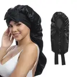 Schlafmütze Satin Bonnet, Lange Satin Haarhaube Mädchen, Große Seidenhaube zum Schlafen, Lange Satin Haarhaube für Die Nacht, Weiche Kopfhaube Schlafhaube Seide mit Gummizug für Damen und Mädchen