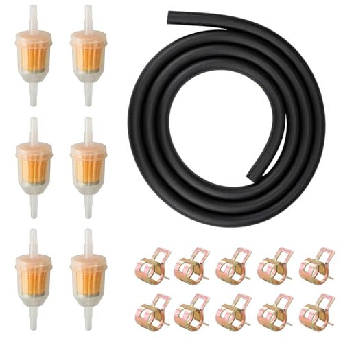 Benzinschlauch, Benzinfilter 6mm, 6 Kraftstofffilter 6mm, 2 Meter Benzinschlauch, 10 Schlauchschellen, Für Rasenmäher, Auto, Motorrad, Lkw, Benzin Kraftstofffilter Kraftstofffilter Für Auto Motorrad