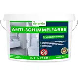 derendo Anti Schimmelfarbe für feuchte Räume Badezimmer Schlafzimmer Wandfarbe innen weiß mit sehr hohe Deckkraft Schimmelbeseitigung Schimmelentferner Langzeitschutz (2.5 Liter)