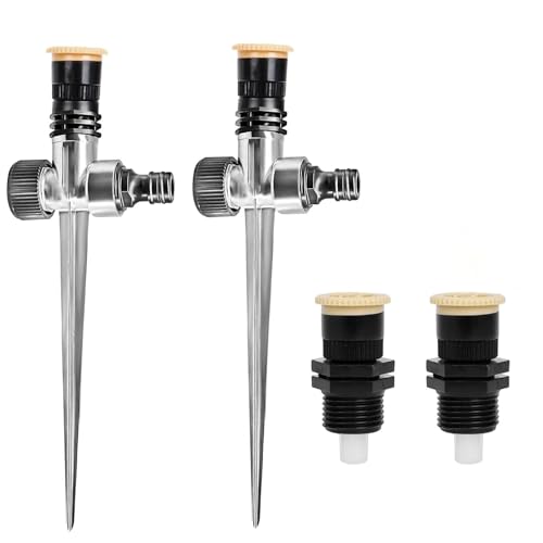 2pcs Gartensprenger, 360°Rasensprenger,Automatischer Sprinkler, Einstellbar Metall Erdspieß Garten Sprühregner,für Rasen Pflanzen Gemüse Blumen Garten