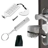 MEGAVOW Tragbares Türschloss Set, Tragbarer Türstopper mit Notfallpfeife und Aufbewahrungstasche, Stainless Steel Reiseschloss Sicherheitsschloss, Door Lock Without Drill für Zuhause Hotel Reisen