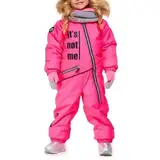 linboo Skioverall Jungen Mädchen Schneeanzug Winddicht Wasserdicht Schneeoverall Warm Atmungsaktiv Skianzug mit Pelzkragen Kapuze Kinder Schnee Outfit Skifahren Bekleidung, Rosa, 146-152(Etikett:150)