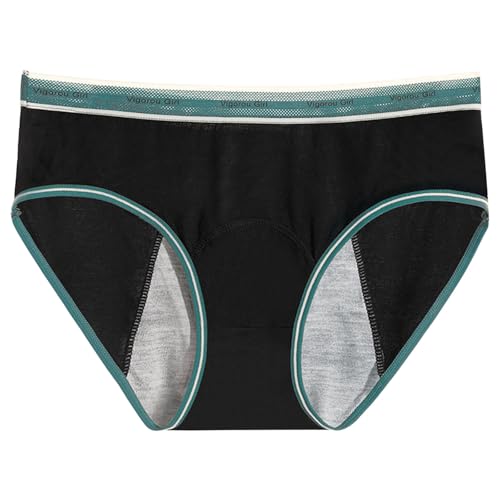 Lange Unterhose Damen Menstruationshöschen für Damen, auslaufsicher, Menstruationshöschen, Menstruations-Bi-Höschen, Schwarze Menstruationshöschen, Leichter Fluss, für Mädchen Gummistiefel (Green, M)