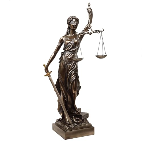 MystiCalls Große Justitia - Göttin der Gerechtigkeit und des Rechtswesens - Dekofigur, Dekoration, Buch, Schlange, Statue