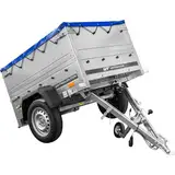 UNITRAILER Garden Trailer 150 Kipp PKW Anhänger – Hochwertiger Anhänger Aufbau : mit Zusätzlichen Bordwänden und Plane Anhänger 750 kg – Robuster Auto Anhänger, Autoanhänger mit kippbare Deichsel