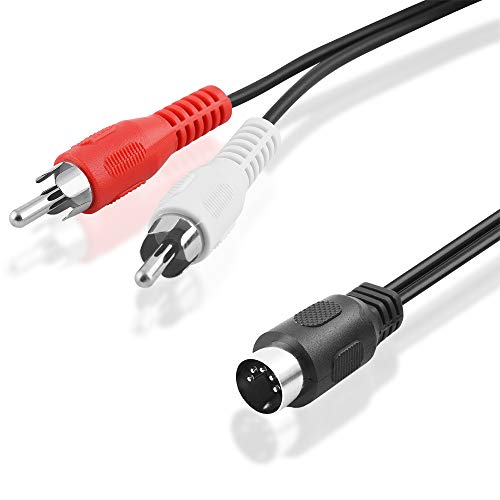 BestPlug 1,5 Meter Y Audio Stereo Kabel Adapter Verteiler Splitter Weiche, 2 L-R Cinch Stecker auf 1 5pol MIDI Stecker, Schwarz