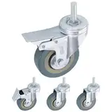 H&S Schwerlastrollen 75 mm - Rollen für Möbel - 4er Set - Gummi Lenkrollen mit Bremse - Doppelte Kugellager-Drehköpfe M10 Gewinde - Transportrollen Möbelrollen - Zum Anschrauben klein