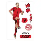 K&L Wall Art FC Bayern München Wandsticker FCB Fußballspieler Logo Fußball Mittelstürmer Wandtattoo - Offizielles Lizenzprodukt (Comic, Harry Kane) 68x100 cm