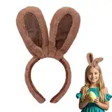 Lufdegim Plüsch Hasenohren Stirnband, Hasenohren Haarreif Hasen Kostüm Accessoire, niedliches Plüsch Hasenohren Stirnbänder für Ostern Cosplay Hochzeit Geburtstag Karneval Party (Brown)