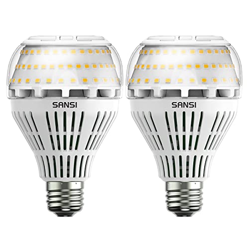 SANSI E27 LED Dimmbar Lampe, 27W (ersetzt 250W Glühbirne) Leuchtmittel, 3000 Kelvin 4000 Lumen, Superhell LED Leuchtmittel für Tischlampe, Deckenleuchte, Garage, Schlafzimmer, 2er-Pack