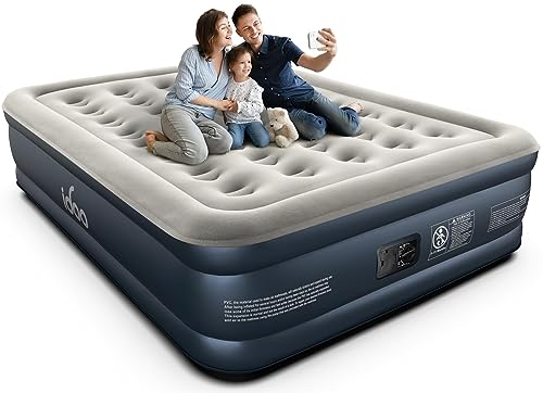iDOO Luftmatratze Selbstaufblasend, Luftbett 2 Personen mit Elektrischer Luftpumpe, Aufblasbare Matratze Schnelles in 3 Minuten Aufblasen/Luftablassen, Gästebett für Camping 203x152x46cm 295kg MAX