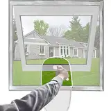 Mellroom Einstellbare Fenster Bildschirm Ersatz-Kit DIY mit Reißverschluss Öffnung,Fiberglas weiß 120X120cm kann geschnitten werden passt kleinere Größe,leicht zu öffnen Fenster,halten Bug Moskito aus