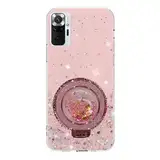 Miagon Treibsand Ständer Hülle Glitzer für Xiaomi Redmi Note 10 4G,Cute Dünn Crystal Schutzhülle Weiches Bling Transparent Case Bumper mit Flüssig Halter Kickständer