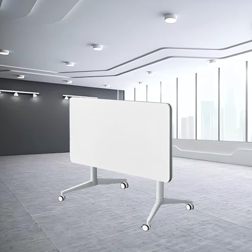 Klappbarer Seminartisch, weiße Konferenzraumtische mit Rädern Bürokonferenztische Moderner klappbarer Konferenztisch for 2–10 Personen Unternehmen, Seminarräume Platzsparend(1PCS,47*24*30in)