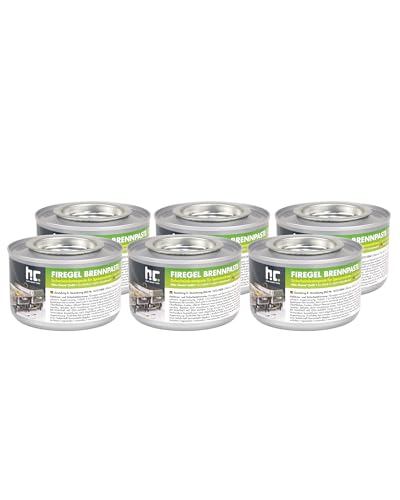 Höfer Chemie Firegel Brennpaste 6 x 200g - Zum Warmhalten von Speisen - Für Chafing Dish & Buffet - Aus Natürlichem Bioethanol - ca. 2,5 h Brenndauer