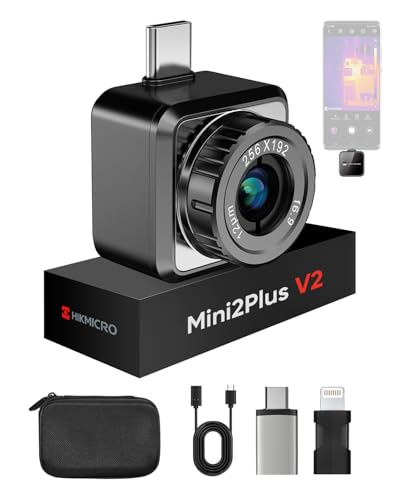 HIKMICRO Wärmebildkamera Mini2PlusV2, Manuell fokussierende Thermal Camera Kompatibel mit iOS und Android, SuperIR IR-Auflösung von 256 x 192px, 25Hz, USB-C/Lightning(Geeignet für iPhone 15-Serie)