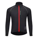 WOSAWE Herren-Fahrradjacke, Winddichte Radjacke Ultraleichte Sportbekleidung mit Reflektierendem Träger und Atmungsaktivem Mesh (Schwarz XL)