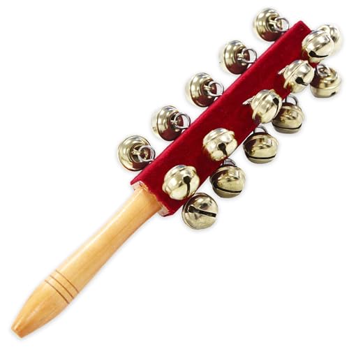 A-Star 21 Bell Jingle Shaking Sleigh Bell Stick mit Holzgriff – 26 cm Länge