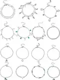 15 Stück Knöchel Ketten Armbänder Einstellbare Strand Fußkettchen Fuß Schmuck Set Fußkettchen für Damen Mädchen Barfuß (Silber)