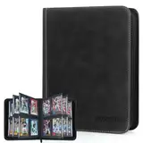 JoyHood Top Loader Binder, Top Loader Sammelkarten Album für 112 Top Loaders - 4 Taschen Kartensammelalben kompatibel mit Sammelkarte und Sportkarten（Schwarz, 4 - Taschen）