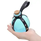 Eco-Fused kugelförmige Zaubertrank Klarglasflasche - Cosplay, Zauberer, Hexe Kostüm Zubehör - mit einem Korken Stopper, Kunstleder Ärmel Halter, Gürtelschlaufe (Schwarz)