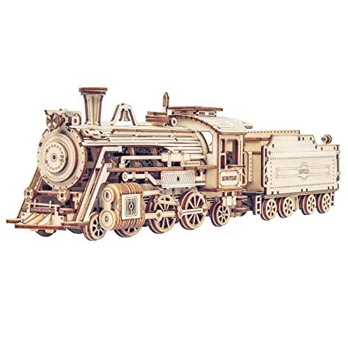 ROKR 3D Puzzle Express Dampflokomotive Holzpuzzle Modellbau - lokomotive Holzbausatz - Weihnachten Geburtstagsgeschenk für Jugendliche und Erwachsene (Prime Steam Express)