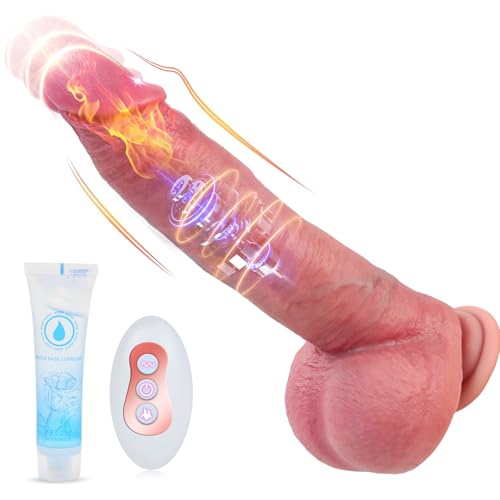 Realistischer Dildo mit Saugfuß Sexspielzeug für Frauen– Dildovibrator mit Fernbedienung und 6 Vibrations- & 3 Stoß- & Heizmodi, Naturdildo Silicone Dildo für vielfältige Vaginale und Anale Spiele.