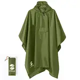 Regenponcho Wandern Radfahren Outdoor 3in1 Damen/Herren Regencape Wiederverwendbar Poncho Umhang Matte Regenmantel Grün