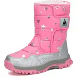 Mishansha Kinder Schneestiefel Winter Warm Gefütterte Winterstiefel Mädchen rutschfeste Outdoor Winterschuhe Jungen Snowboots, Rosa 28