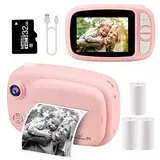 GlobalCrown Sofortbildkamera Kinder,Digitalkamera kinderkamera sofortbildkamera fotoapparat Kinder Kamera Geschenke für 3-12 Jahre Jungen Mädchen (einschließlich 4 Rollen Druckpapier und 32GB Karte)