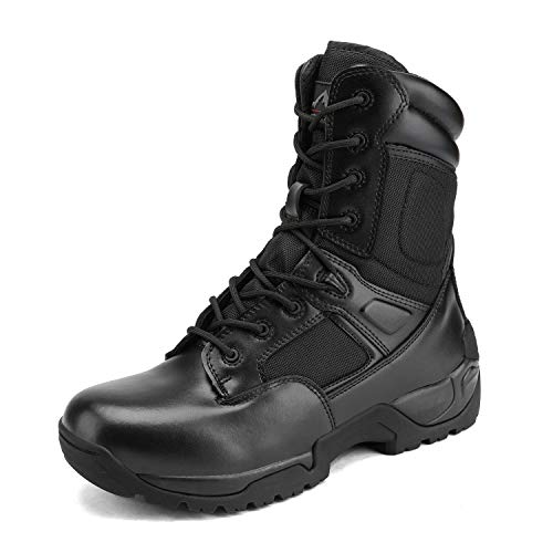 NORTIV 8 Herren Militärstiefel taktische Arbeitsstiefel Wandern Motorrad Kampfstiefel, Schwarz, 10