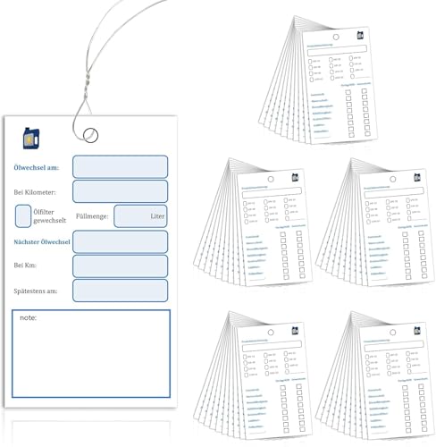 50 Stück Ölwechsel anhänger Öl Schilder mit draht Ölwechselzettel Öl anhänger Öl Service Anhänger Ölwechsel schilder 6x10cm