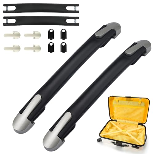 2 Stück Koffergriff Ersatz Schwarz, 24cm Gepäck Koffer Griff, Reisekoffer Reparatur Zubehör, Abnehmbare Ersatzgepäckgriff, Zinklegierung Koffergriff für Koffer Box, Gepäckkoffer, Werkzeugkoffer