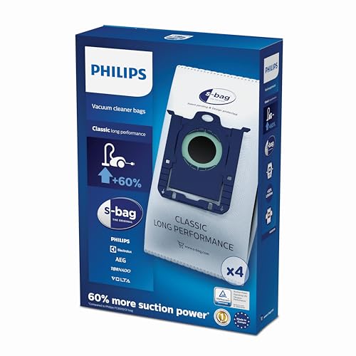 Philips FC8021/03 Einweg-Staubbeutel S-Bag Classic Long Performance - White, 4 Stück