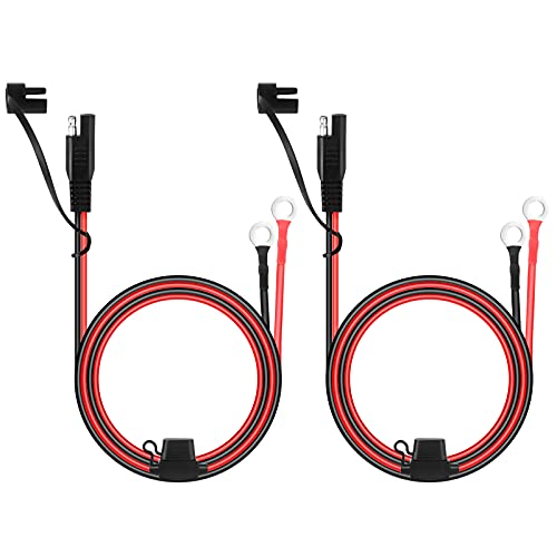 Heilok SAE Stecker 2 Stück SAE Anschluss Kabel 16AWG SAE Batterieanschluss mit 15A Sicherung Batterieladekabel,SAE Batterie Verlängerungskabel mit Staubkappe für Auto Motorrad Batterieladung,60CM