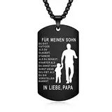 YOTHIWAD Halskette für Meinen Sohn Dog Tag Kette An Meinen Sohn Halskette mit Gravur Inspirierend Text Geschenk für Sohn von Mama Papa