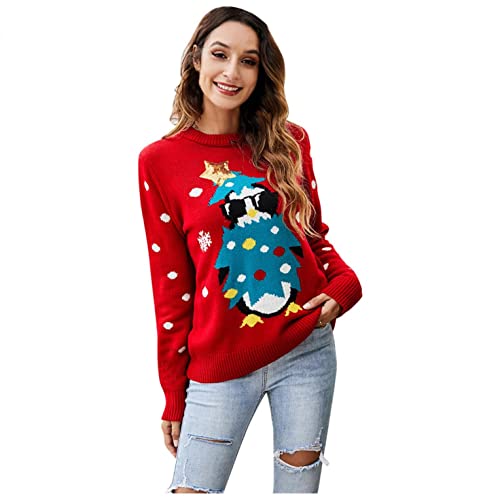 Weihnachten Pullover Damen Weihnachtspullover Familie Set Rentiermuster Christmas Reindeer Strickpullover Unisex Christmas Sweater Xmas Weihnachtspullover Teenager Mädchen Sweatshirt Pulli Sweater