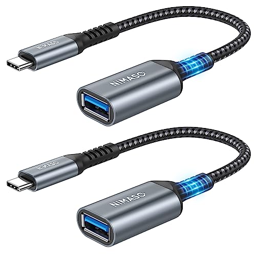 Nimaso USB C Adapter, 2 Stücke OTG Typ C auf USB 3.0 Adapter für iPad Pro 2020,MacBook Air 2020/2018,MacBook Pro 2018,Dell XPS 15,Galaxy S23/S22,Huawei P30,Google Pixel 3XL iPhone 15 und mehr