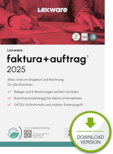 Lexware faktura+auftrag Basis 2025 (365 Tage) Einfache Auftrags- u. Rechnungs-Software PC Aktivierungscode per Email