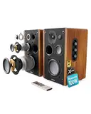 MAJORITY Bluetooth Lautsprecher Boxen für Stereoanlage | 100W Regallautsprecher | Xtra BASS Aktivlautsprecher | HDMI ARC Speaker | Premium-Holz Regal-Lautsprecher | Studio HiFi Lautsprecher D100