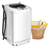 GOPLUS Mini Waschmaschine 3,5 KG, Waschvollautomat mit Schleuder, 6 Programme, Dispaly, inkl. Ablaufpumpe, Toplader Waschmaschine ideal für Apartments und Wohnmobile, 43 x 43 x 75 cm