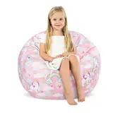 decalsweet Sitzsack Kinder Spielzeug Stofftier Aufbewahrung, Große Größe Kuscheltiere Aufbewahrung für Mädchen Jungen, Aufbewahrung Organizer Lagerung Kinderzimmer Einhorn-Seifenblasen(Nur Tasche