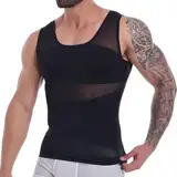 MISS MOLY Shapewear Herren Kompressions Shirt Elastische Bauchweg Unterhemd Herren Taillenformer Tank Top Ärmellos Kompressionsshirt Herren Body Shaper Weste (Schwarz,XL)