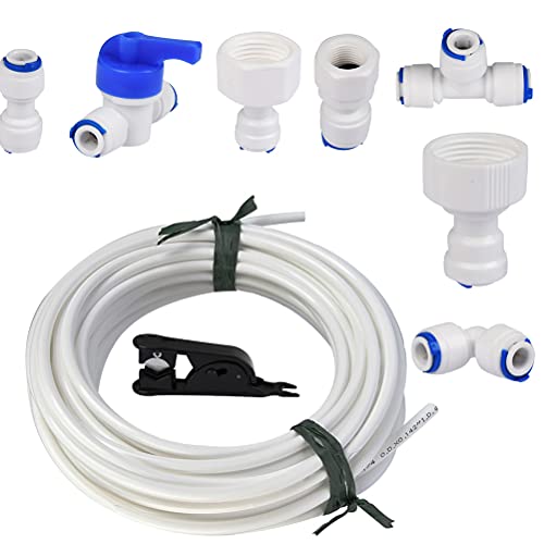 RIVLOP 15m Wasserzulaufleitung Universal Anschluss-Set für Kühlschrank, 1/4",1/2",3/4" Wasserschlauch Schlauchverbinder für Kühlschrank, Kühlschrankschlauch Wasserzulaufleitung Anschluss-Set