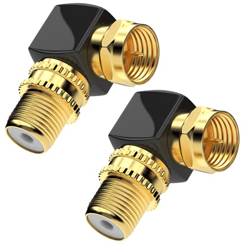 RedStar24 Sat F-Stecker Winkel Adapter 90° Grad Massiv für Koaxialkabel F-Winkelstecker Winkeladapter F-Adapter gewinkelt Sat-Kabel Antennenkabel Kupplung Vergoldet - 2 Stück