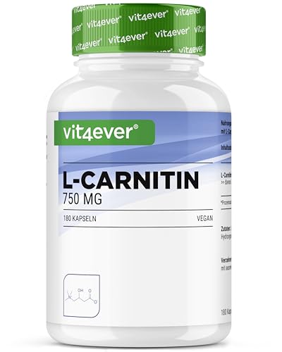 L-Carnitin - 180 vegane Kapseln - Hochdosiert mit 3000 mg pro Tagesportion - Premium: 100% L-Carnitin Tartrat ohne Zusätze - Laborgeprüft