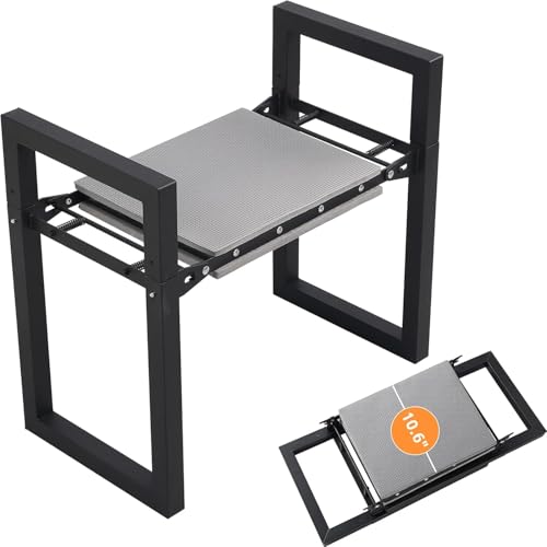 Kniebank für Gartenarbeit, 32cm Breiter Gartenhocker faltbare mit Griffen robustes Knielgerät, 180kg Kapazität, Multifunktionsbank für Gartenarbeit Gartenbank für Senioren, Frauen, Männer/Schwarz